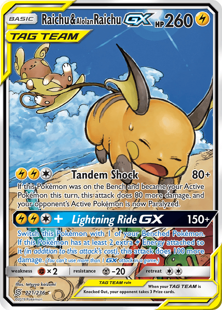Raichu & Alolan Raichu-GX 221/236