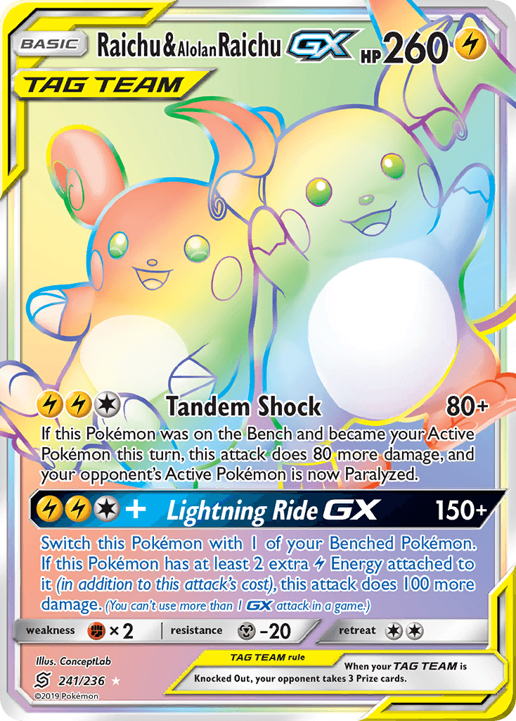 Raichu & Alolan Raichu-GX 241/236