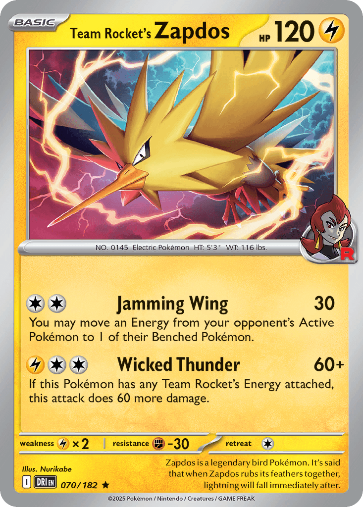 Team Rocket's Zapdos 70/182