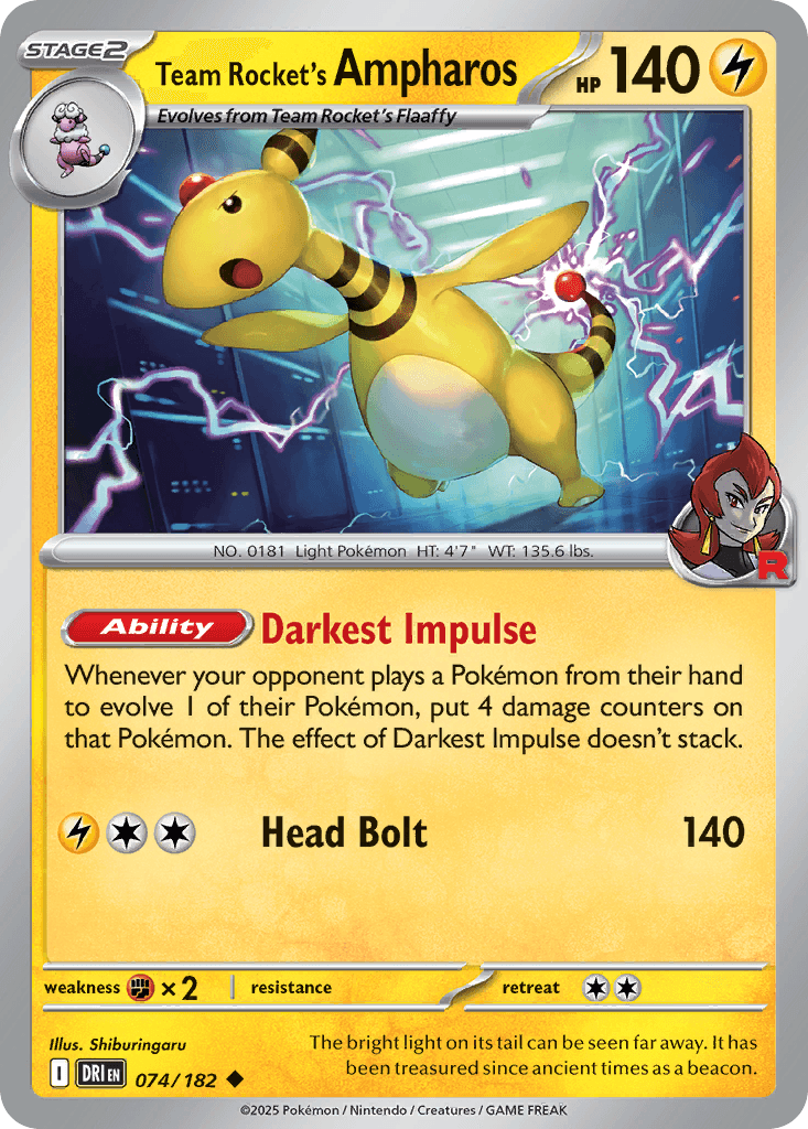Team Rocket's Ampharos 74/182