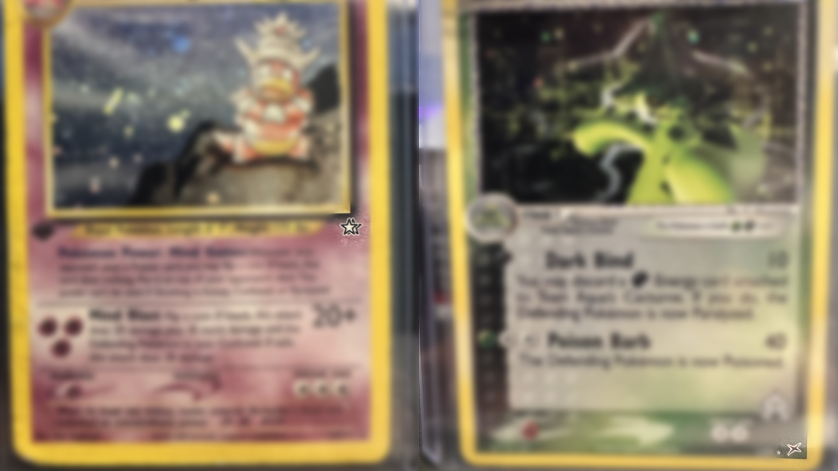 Bild som visar var set-symbolen finns på äldre och nyare Pokémonkort